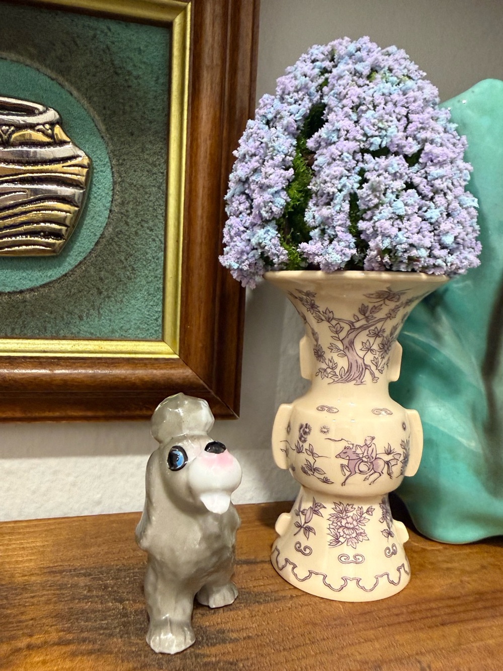 Vintage Small Ceramic Poodle Figurine in Glossy Gray
